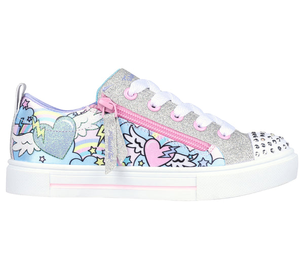 SKECHERS TWINKLE SPARKS FLYING HEARTS YOUTH - SILVER MULTI